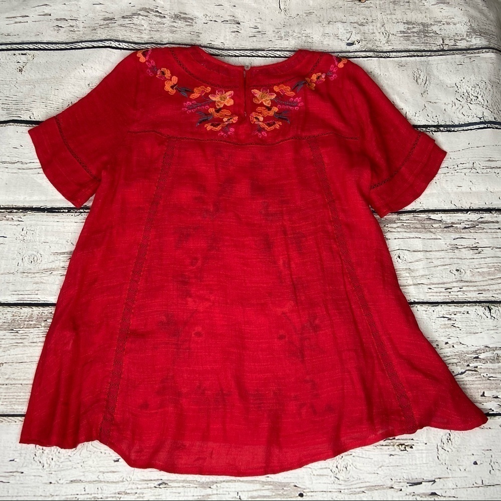 Umgee Floral Embroidered Short Sleeve Peasant Top - Picture 7 of 9